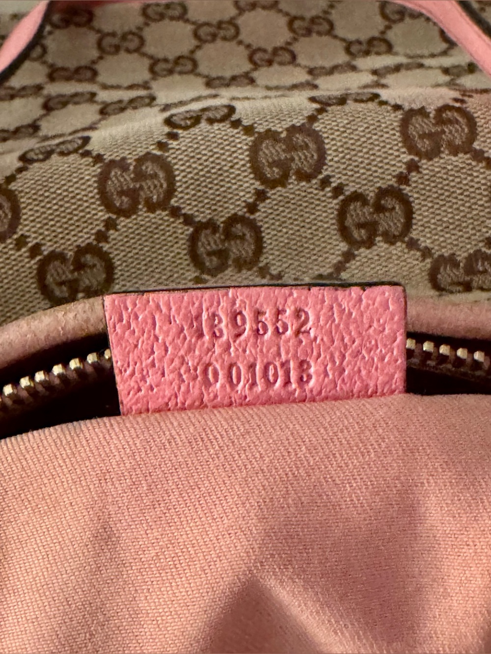 Authentic Gucci GG Monogram
Tan and Pink Leather Eclipse Tote - Picture 11 of 11